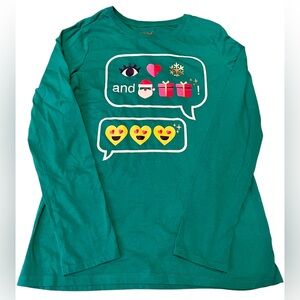 Girls Christmas Long Sleeve Text Message “I love snow, Santa and presents” sz XL